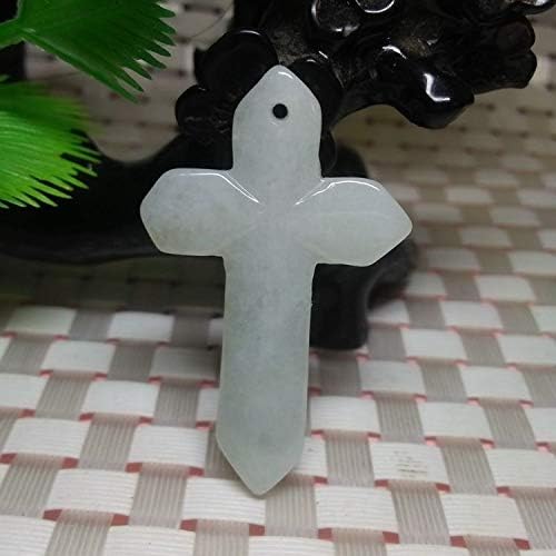 moahhally Burma Jade Cross Jade Pendant Pendant Jade Jade Jesus Christ Accessories(White,one Size)