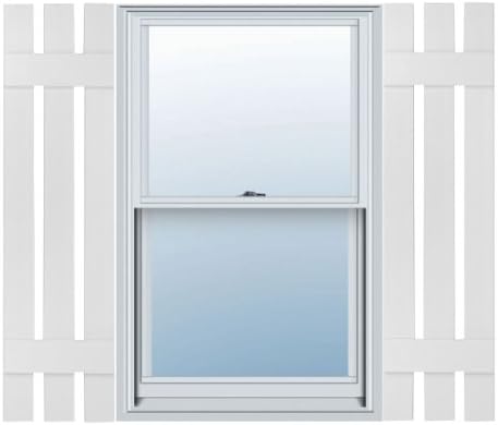 12"W x 43"H Standard Size Three Board Spaced Shutters, w/Installation Screws, 001 - White