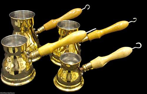 Set 5 Brass Turkish Coffee Maker Coffee Pot Ibrik Egypt 100 % Brass 429