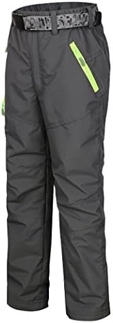 Kids Girls Boys Snow Pants Fleece Thickening Windproof Waterproof Outdoors Warm (9-10 Years, Gray)
