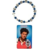 VILLAGE GIFT IMPORTERS Carlo Acutis card with bracelet | Beautiful catholic bracelet and prayer card | Christian Jewelry | Beautiful blue design | Catholic Prayer Accessory