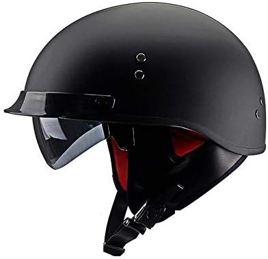 QHZ Harley Adult Motorcycle Beanie Half Helmet Frosted Black DOT Certified Half Shell Men and Women Riding Open Face Jet Bicycle Scooter Half Helmet,M
