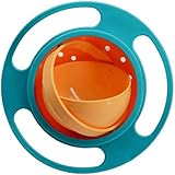 Song Kids of Plastic Creative Gyroscope 360 Degree Rotate Spill-Proof Bowl Dishes Practice Feeding Bowls Blue