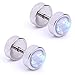 BodyJ4You 8PC Fake Ear Plugs Created-Opal Glitter Screw Stud Earring Surgical Steel Faux Gauges 0G Look