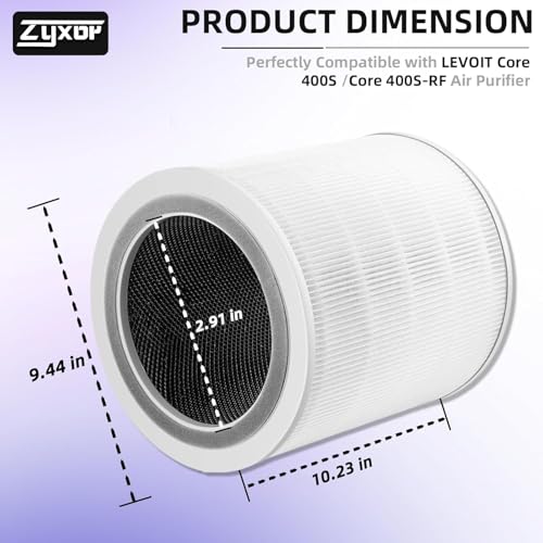 Bedavol 2 Pack Core 400S Replacement Filter Compatible with LEVOIT Core 400S & Core 400S-P and Core 400S-RF Air Purifier, 3-in-1 True HEPA Activated Carbon Pre-Filter, White