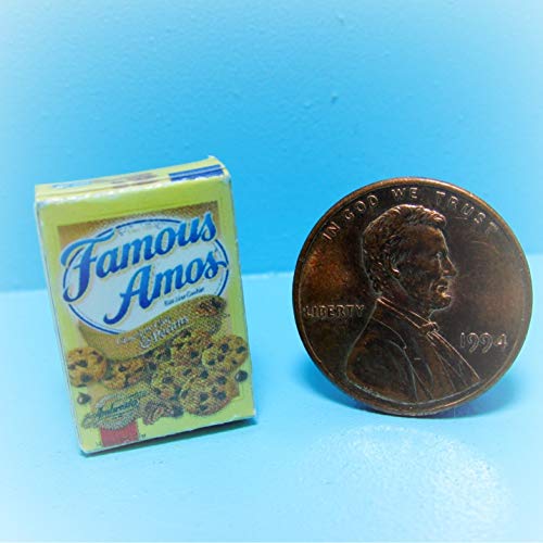 Dollhouse Replica Box Famous Amos Chocolate Chip Cookies KL0782 - Miniature Scene Supplies Your Fairy Garden - Doll House - Outdoor House Decor