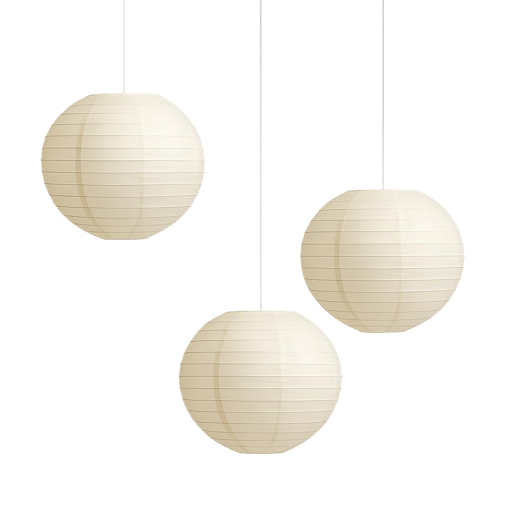 Pack of 3 Paper Lantern Lampshade Party Birthday Baby Shower Wedding Celebration Decoration (Ivory/Cream, 10" (25cm))
