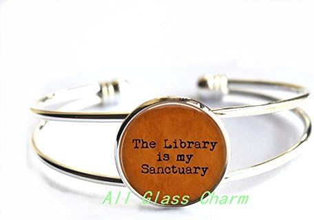 Beautiful Bracelet,The Library is my Sanctuary - Book Lover - Bibliophile - Love to Read - Librarian - Library Bracelet - Book Bracelet - Library Jewellery，AS0163