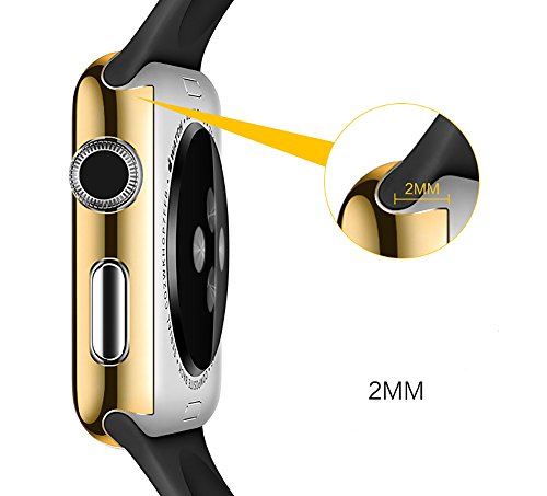Hayder iPhone Watch Case Series 3 Ultra Slim Electroplate Anti-Scratch Protective Cover with Screen Protector for iPhone Watch Case 38mm / 42mm Series 3 (42mm, Black)