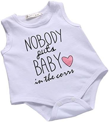 Vicity Baby Girls Boys Infant Cute Sleeveless Rompers Bodysuits Newborn Funny Onesies Jumpsuits (0-6 Months, White)