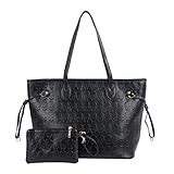Micom Korean Style Women Black Devil Skull Pu Leather Tote Bag Shopping Bag with Clutch Handbag