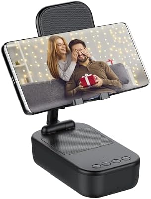 Coluna Bluetooth sem fios com suporte móvel, som antiderrapante e HD surround, coluna portátil e suporte móvel ajustável para telemóvel/almofada
