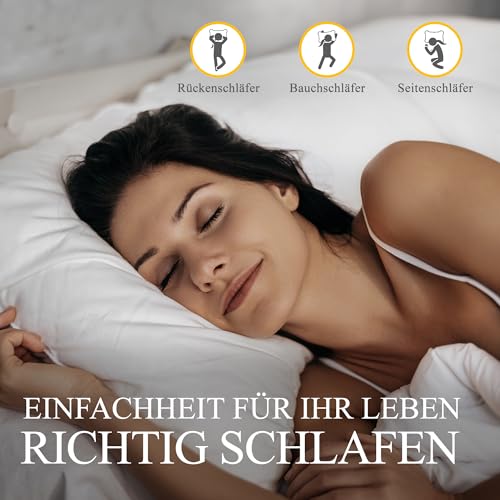 Orange Wave Pillow 80 x 80 cm Feather Pillow - 3-Chamber Down Pillow 80 x 80 cm, Pillow with Down and Feathers, Bed Pillow, RDS & Oeko-Tex, Double Combination of Softness and Support