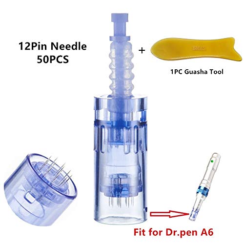 Ultima A6 Pen Replacement Parts - 50pcs A6 Cartridges with 1pc Scraping Massage Tool (12 Bayonet Slot)