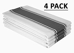 See Cotton Craft - 4 Pack Wrinkle Resistant Superior Finish - 100% Pure Cotton - Twill Stripe - Kitchen Towels 20x28 - Charcoal - Easy Care Machine Wash Details