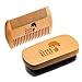 Beard Brush & Comb Set for Men - Natural Boar Bristle Brush, Dual Action Pear Wood Comb, Gift Box & Travel Pouch. Enhances Growth & Styling with Balm Oil Distribution by The Beard Black (Old)