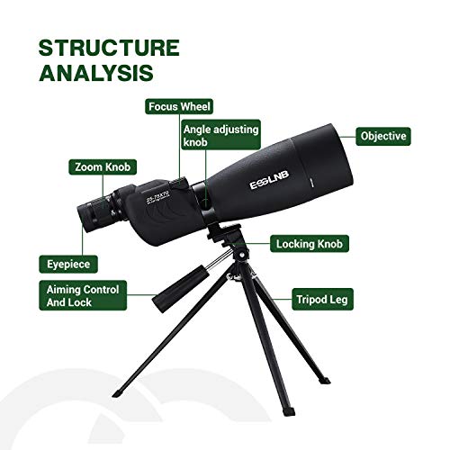 ESSLNB Spotting Scope with Tripod Cell Phone Adapter 2575 X 70 BAK4
