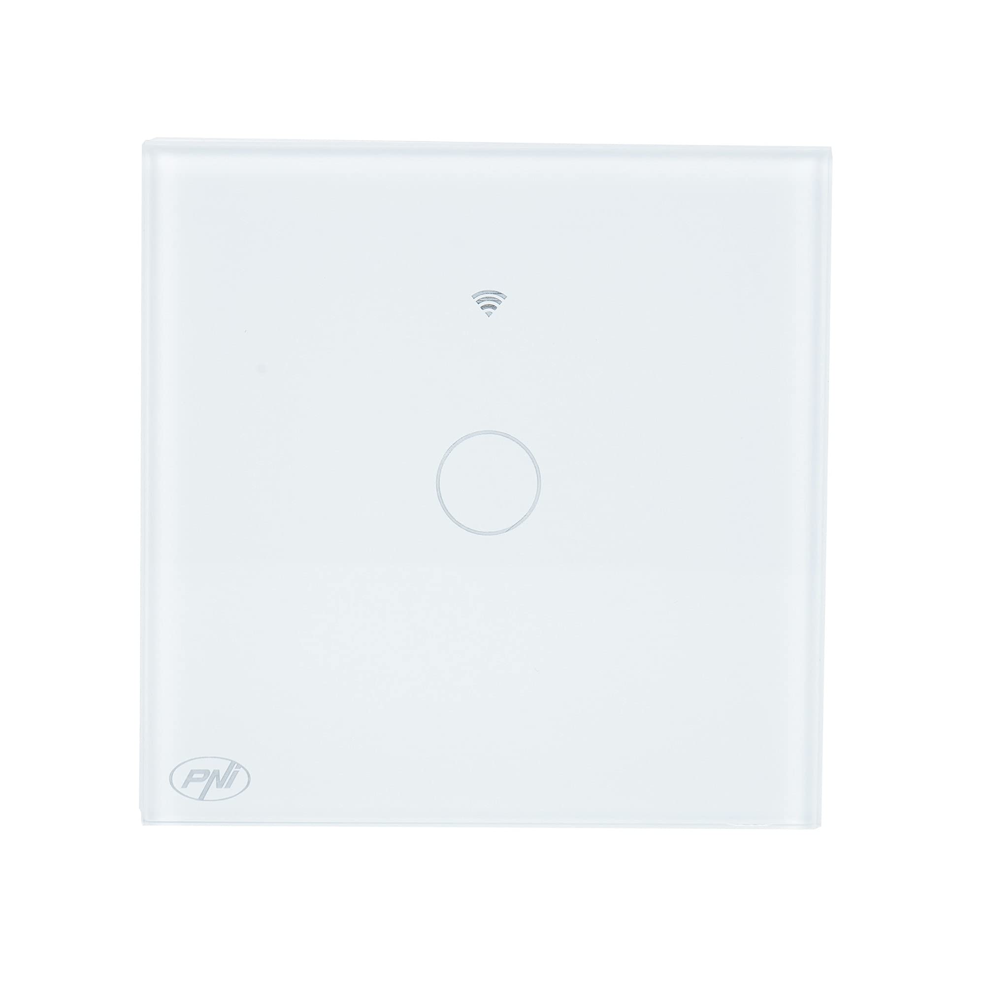 PNI SafeHome PT101L WIFI Smart Light Switch, 1 Gang, 10A, no null phase need, Control via Tuya Smart App, Compatible with Alexa & Google Assistant, Timing Function, Voice Control, Scratchproof Glass