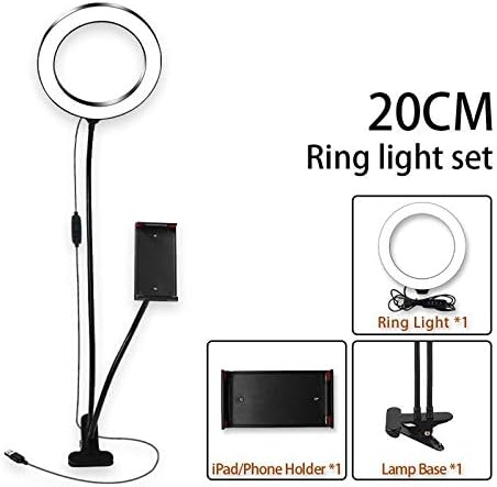 Fewao 2 In 1 LED Ring Light with Stand & Cell Phone Holder,8" USB Powered Beauty LED Ring Light 3 Color Modes and 10 Brightness Selfie Light for Tiktok Live Streaming, Makeup,YouTube Videos