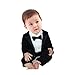FEESHOW Baby Boy's 2Pcs Gentleman Wedding Formal Tuxedo Suit Romer Outfit Set Size 12-18 Months,Black White