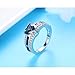 Zippem Vintage 925 Sterling Silver Plated Halo CZ Heart Created Ruby Spinel&Topaz Love Wedding Promise Ring