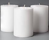Melt Candle Co White Pillar Candles 3" x 4" Set of 3 Unscented for Weddings, Home Decoration, Relaxation, Church, Spa, Smokeless Cotton Wick