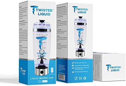 Twisted Liquid Cup - AAA Battery Version. Top Selling Vortex Style Mixing Cup/Shaker Bottle for Protein Powder, Baby Formula, Powdered Supplements. 16000rpm. 2 AAA Batteries Required