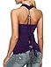 Zeagoo Women's Cowl Neck Halter Top Sleeveless Summer Tops Backless Shirt Dark Purple