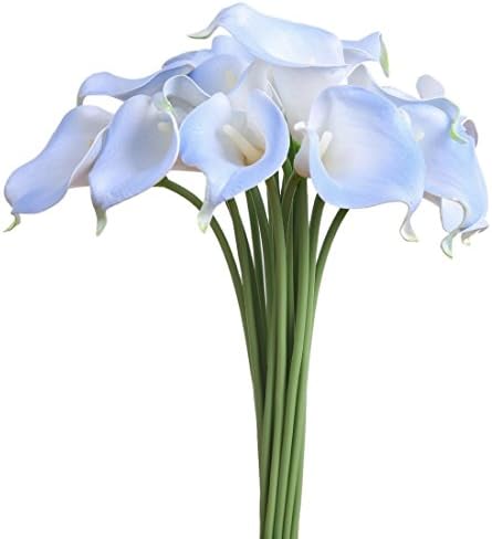 Luyue Calla Lily Bridal Wedding Bouquet Head Lataex Real Touch Flower Bouquets Pack of 20 (Sky Blue)