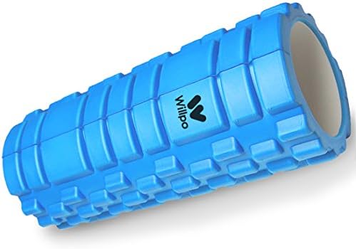 Limited Time Deal! Willpo Extra Firm High Density Eco-Friendly AccuPoint Foam Roller with Carrying Bag for Muscle Massage, Physical Therapy &amp; Exercise, Body Stiffness Relief 13" x 5" Sky Blue