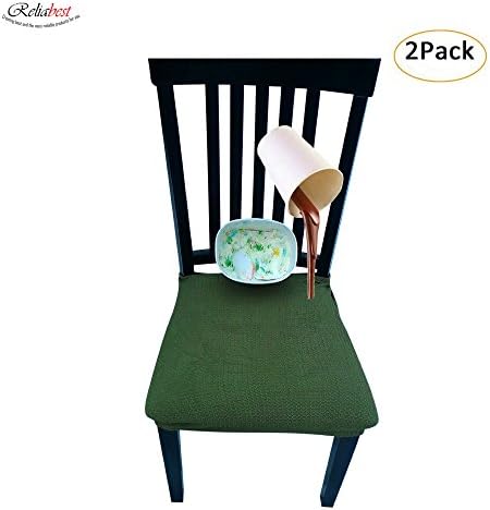 Waterproof Dining Chair Cover Protector - Pack of 2 - Perfect For Pets, Kids, Elderly, Wedding, Party - Machine Washable, Elastic, Removable, Premium Quality, Clean the Mess Easily (dark green)