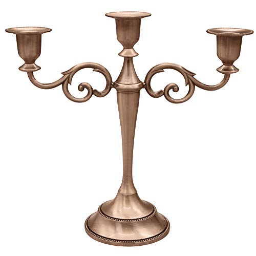 Juego De 3 Candelabros De Metal - Alturas Variadas, Estilo Vintage, Color Cobre, Ideales Para Velas Cónicas Y Decoración De Eventos