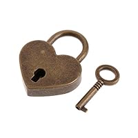 JUNESUN Heart Shape Vintage Old Antique Style Mini Archaize Padlocks Key Lock with Key