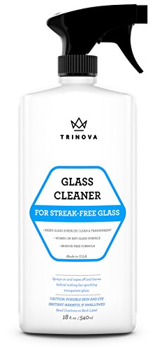 TriNova Premium Glass & Mirror Streak Free Cleaner- Best for Windows, Mirrors, Windshields - Wash Away Dirt, Grease, Smudges, Sap, Bugs & More - Indoor & Outdoor - 18 OZ (Best Car Window Cleaner)