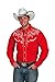 Men's Cotton Blend Retro Leaf Embroidery Western Shirt-Red-Medium