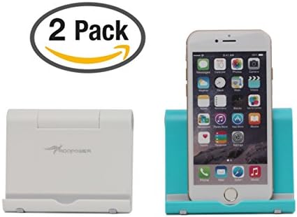 Tablet Stand Phone Holder 2-Pack, Roopower Multi-angle Portable Fold-up Rubber Desktop Holder for Smartphone, Tablets(7-11 Inch) and E-readers, iPad, iPhone, Samsung and More- Blue and White
