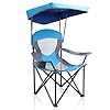 ALPHA CAMP Heavy Duty Canopy Lounge Chair Sunshade Hiking Travel Chair with Cup Holder Enamel Blue 41Ur4JkMaHL