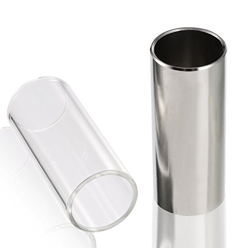 image for Pangda 2 Pieces Glass Slide and Stainless Steel Slide in Box for Guita