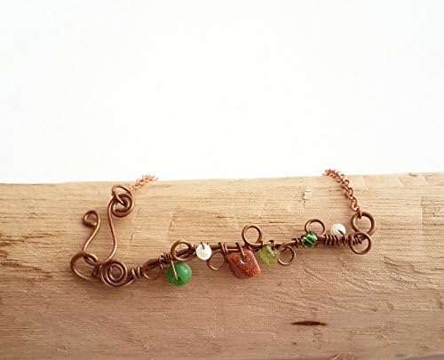 Natural stone anklet - Gypsy anklet Boho beach jewelry Beach anklet Copper wire Gypsy jewelry Gift for women Anklets for women Women anklet