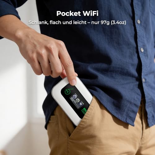 EIOTCLUB Mobile WLAN Router with No Contract, 4G LTE Portable WiFi Hotspot, 3000 mAh Battery, Up to 32 Devices, Built-in SIM Card, Ideal for Travel, Camping & On the Go - Only Suitable for Europe