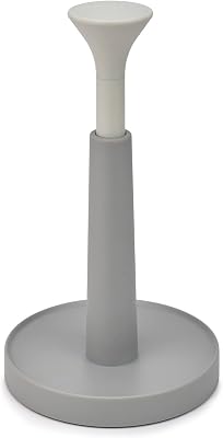 Duo Porta Rollos de Papel de Cocina, Portarrollos función Empuja y rasga para quitarlos fácilmente (Altura máxima del Rollo de Cocina de 24 cm), Gris/Blanco