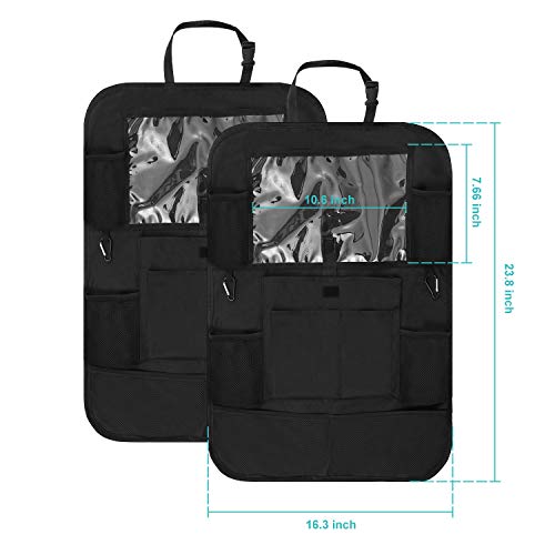 [2 Pack]Gature Car Backseat Organizers Kick Mats,Durable Car Organizers Back Seat with Touch Screen 10 inch Tablet Holder+10 Storage Pockets,Upgradeted Back Seat Organizer for Kids and Toddlers Travel - Thumbnail 4