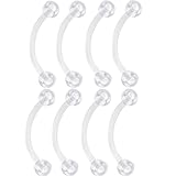 CrazyPiercing 8PCS Cartilage Earring Lip Piercing Eyebrow ring 16g Curved Barbell Clear Acrylic Bar