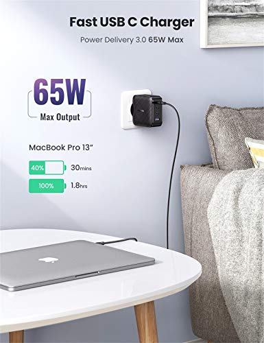 UGREEN USB Oplader 65W Power Delivery USB Charger met GaN Technologie, 3 USB C en 1 USB A Wandoplader Compatibel met… - Afbeelding 3