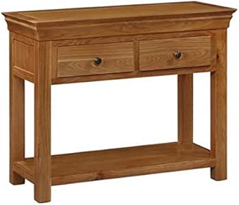 Doral de roble macizo pequeña mesa consola con 2 cajones, roble mesa de