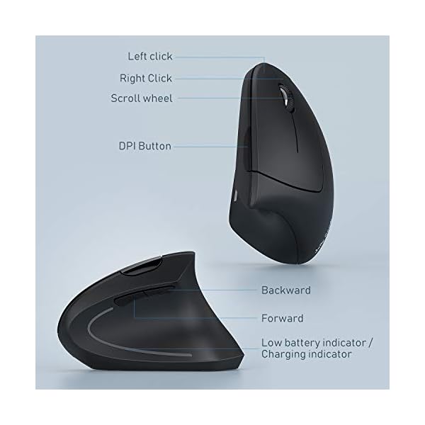Ergonomic-Bluetooth-Mouse-Jelly-Comb-MV014B-24G-Wireless-Rechargeable-Vertical-Mice-and-Bluetooth-40-Mouse-with-3-Adjustable-DPI-100016002400-Black Ergonomic Bluetooth Mouse, Jelly Comb MV014B 2.4G Wireless Rechargeable Vertical Mice and Bluetooth 4.0 Mouse with 3…