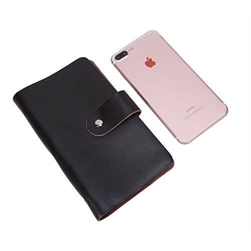 Genuine Leather Credit Card Holder Business ID Card Case Wallet Style 96 Box Name Card Holder Book with Button Black