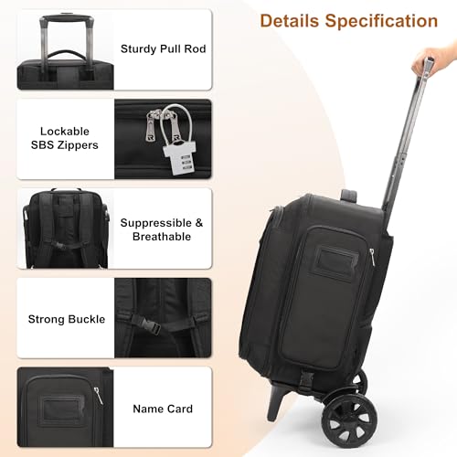 Relavel Professional Makeup Case with Wheels, black 3, Wheeled suitcase