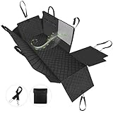 Petacc Dog Back Seat Cover 100% Waterproof Dog Car Hammock with Visible Window Enlarged Door Protector from Dog Scratching Pet Seat Cover Custom Fit for Car, SUV, Truck with Dog Seat Belt