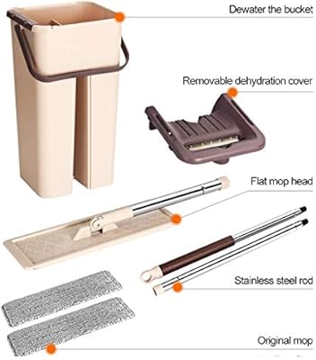Mop And Bucket Set Flat Squeeze Mop And Bucket Hand Free Wringing